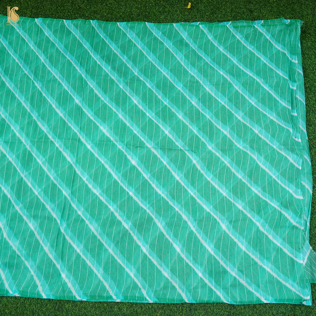 Shamrock Green Handloom Kota Silk Leheriya Sari - Khinkhwab