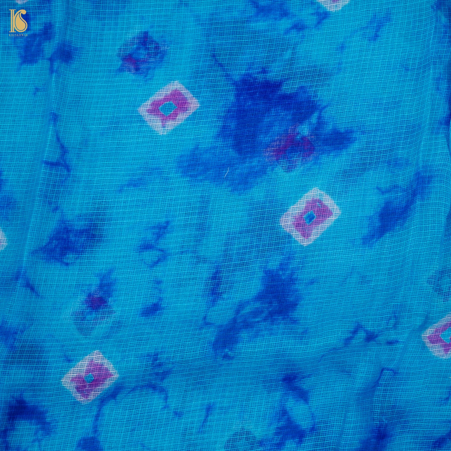 Cerulean Blue Handloom Kota Silk Leheriya Saree - Khinkhwab