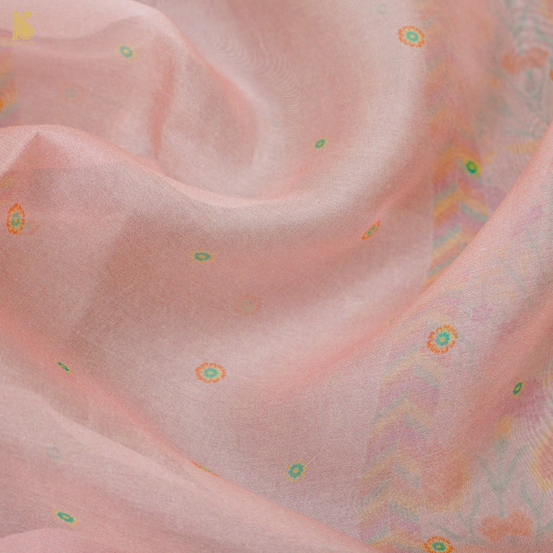 Lale - Oyster Pink Pure Organza Print Saree - Khinkhwab