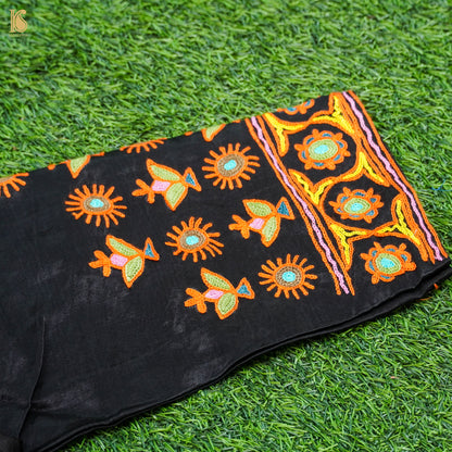 Blackcurrant Pure Mashru Silk Stitched Blouse with Kutchi Embriodery - Khinkhwab