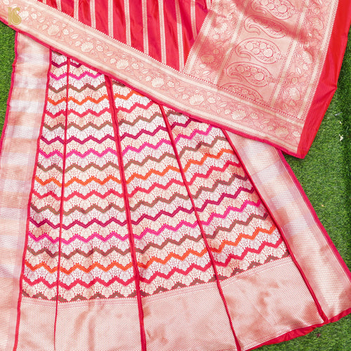 Pure Katan Silk Handloom Banarasi Kalidar Rangkat Lehenga - Khinkhwab