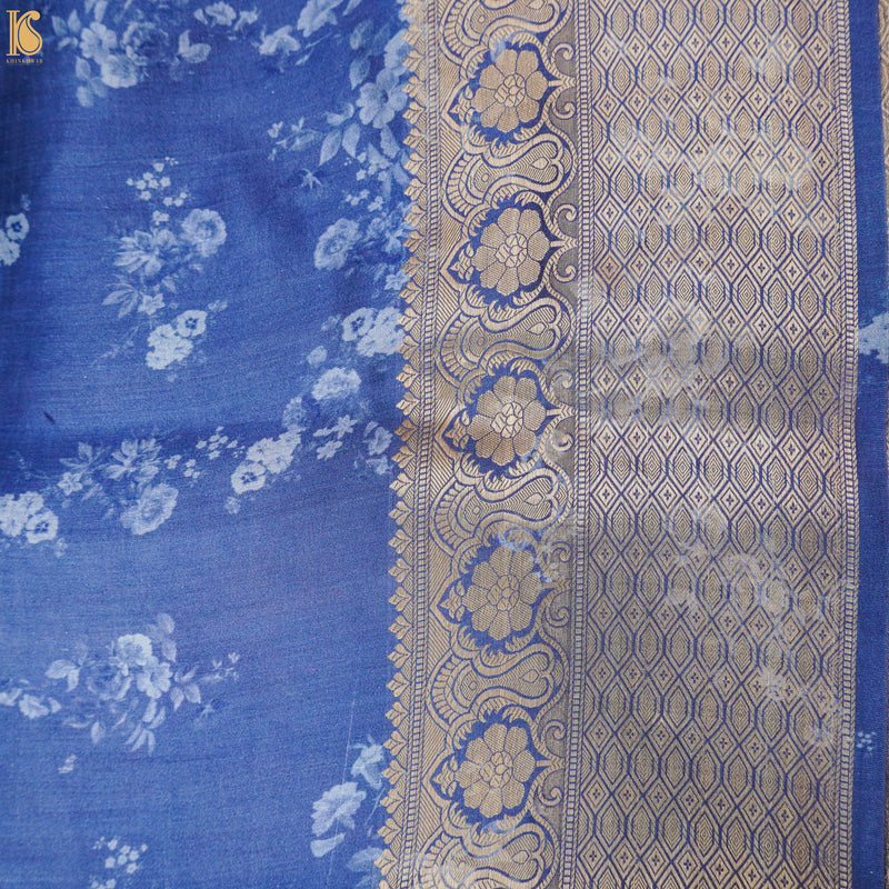 Pure Organza Silk Floral Print Banarasi Border Saree - Khinkhwab