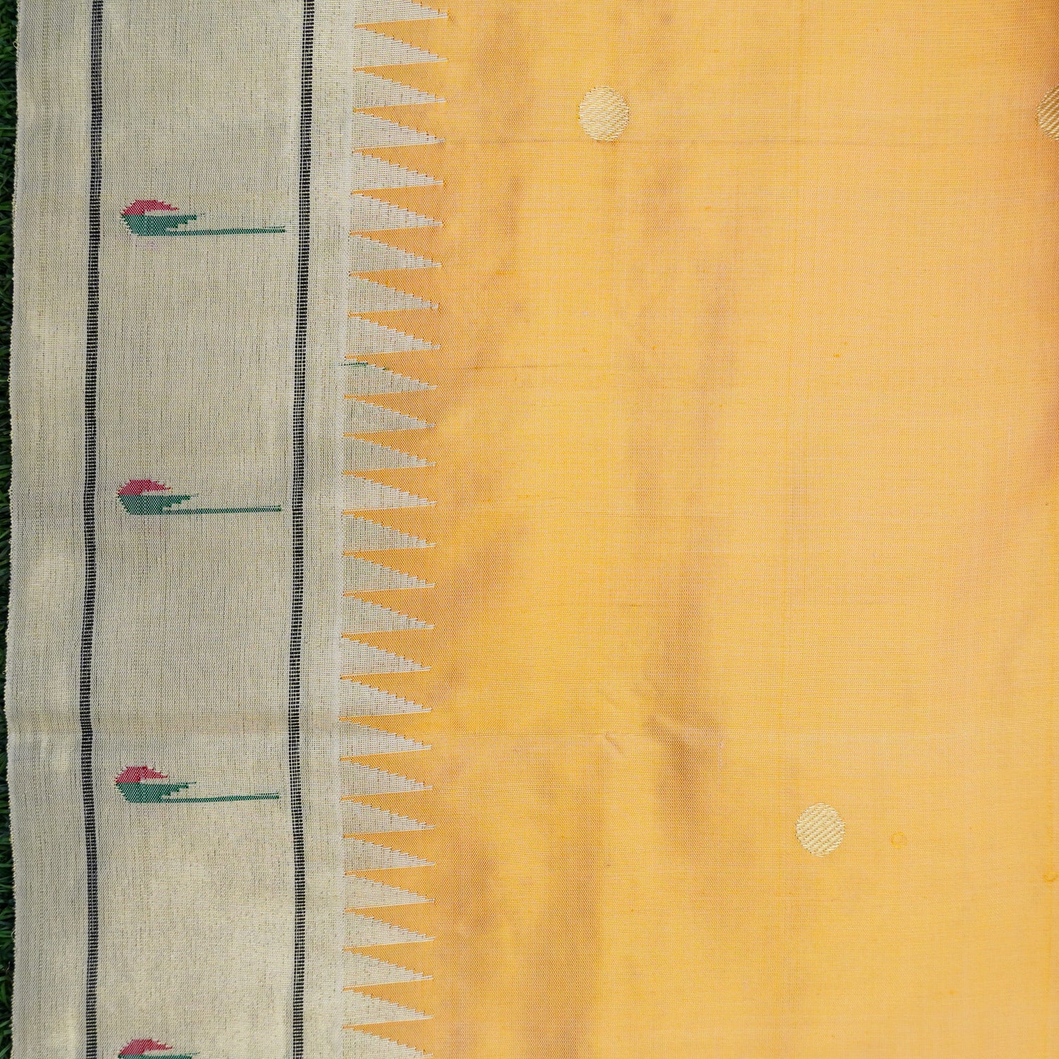 Cherokee Yellow Silk Handwoven Paithani Saree with Muniya Border - Khinkhwab