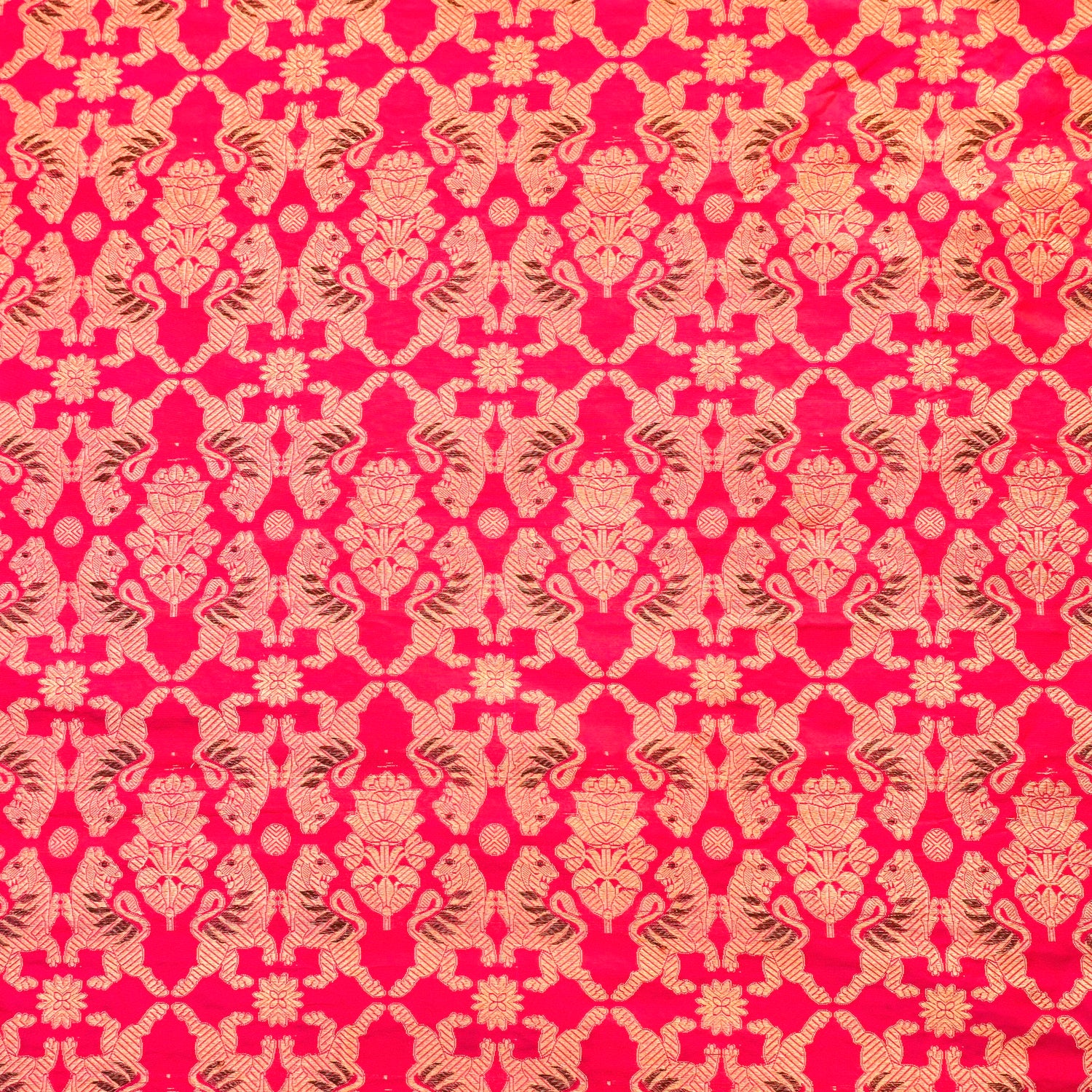 Handloom Pink Pure Brocade Banarasi Sher Boota Fabric - Khinkhwab