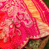 Orange & Pink Pure Gajji Silk Bandhani Gotta Patti Peacock Dupatta - Khinkhwab