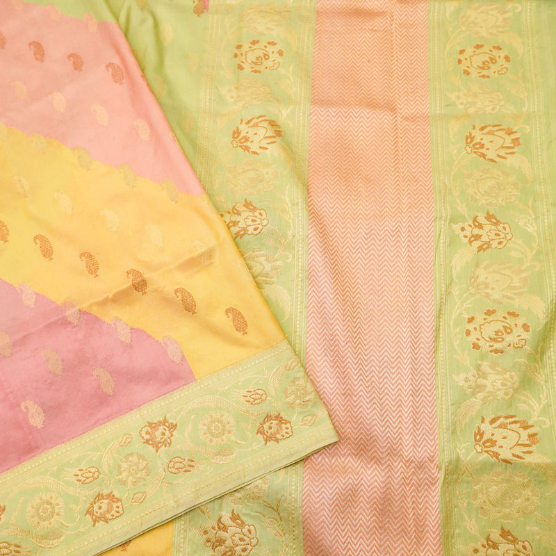 Pastel Pure Katan Silk Handloom Banarasi Kadwa Rangkat Dupatta - Khinkhwab