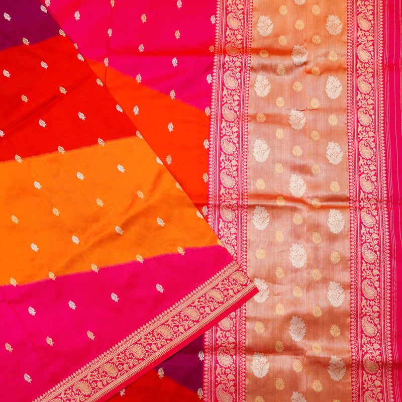 Red Pure Katan Silk Handloom Banarasi Kadwa Rangkat Dupatta - Khinkhwab