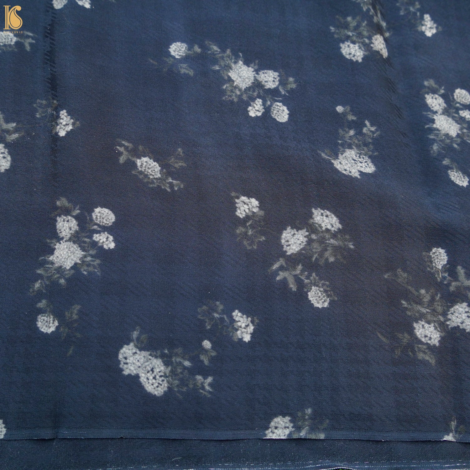 Black Pure Textured Crepe Silk Printed Banarasi Saree - Khinkhwab