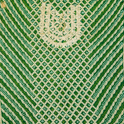 Green Hand Embroidered Pure Georgette Bandhani Blouse Fabric - Khinkhwab