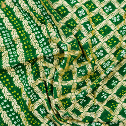 Green Hand Embroidered Pure Georgette Bandhani Blouse Fabric - Khinkhwab
