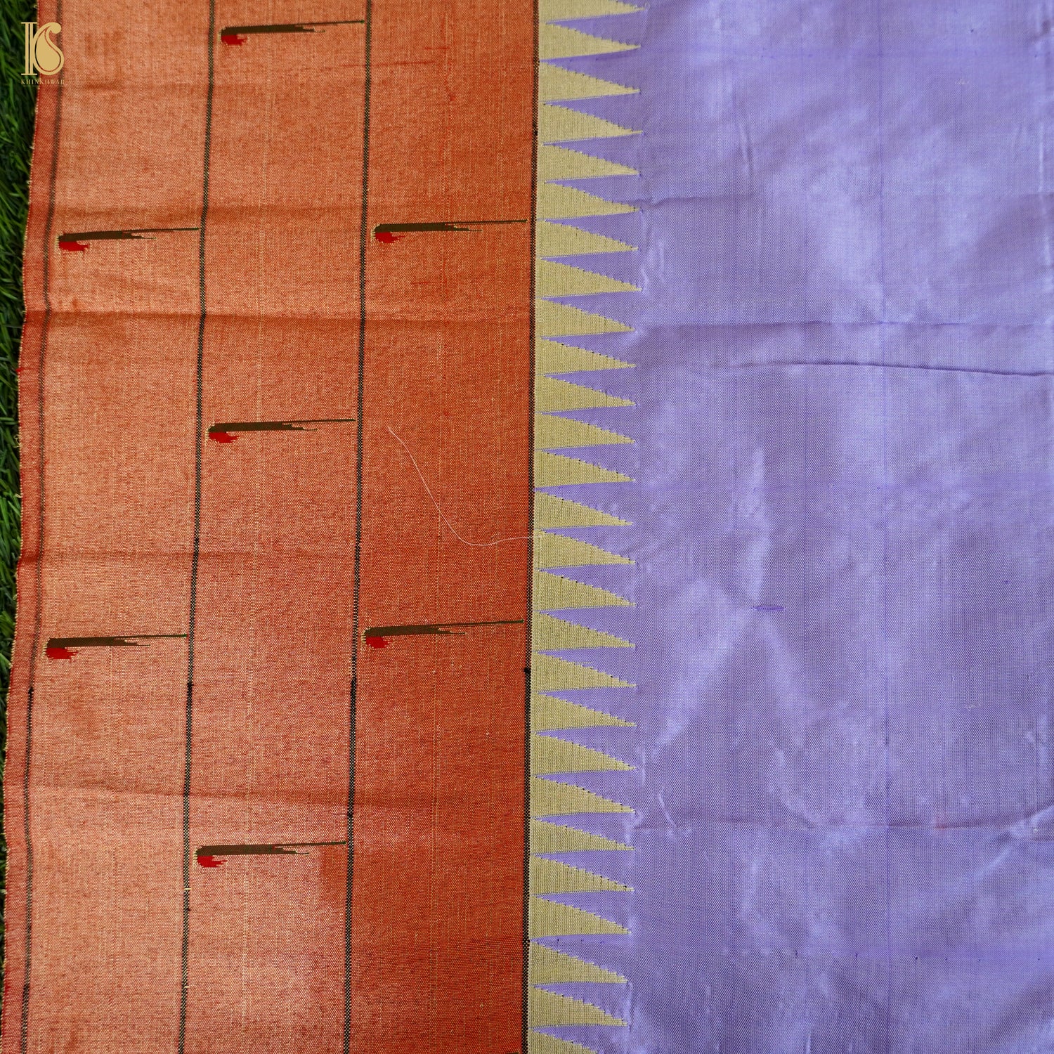 Melrose Purple Pure Silk Handwoven Paithani Saree with Triple Muniya Border - Khinkhwab
