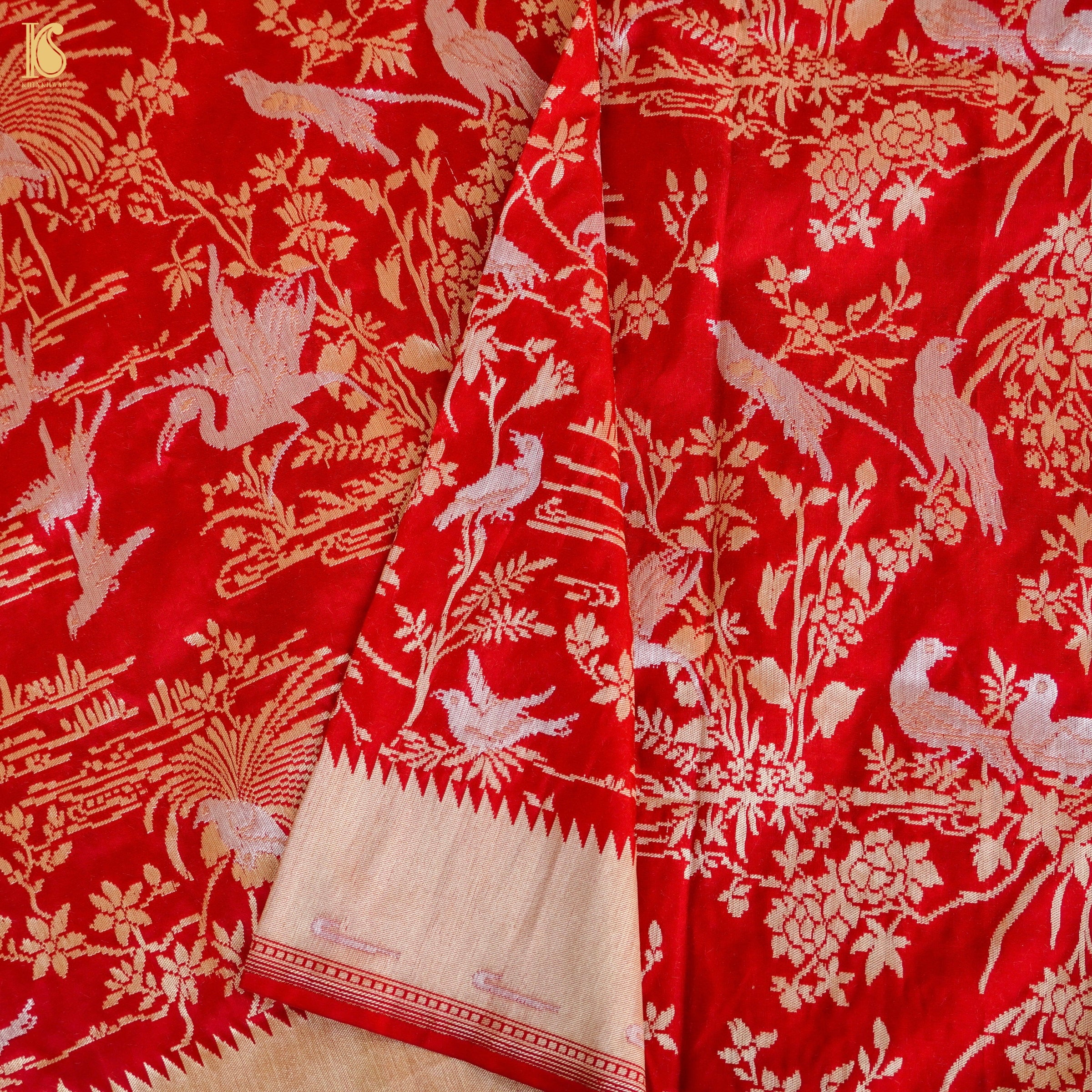 Venetian Red Pure Katan Silk Handwoven Banarasi Shikargah Dupatta - Khinkhwab