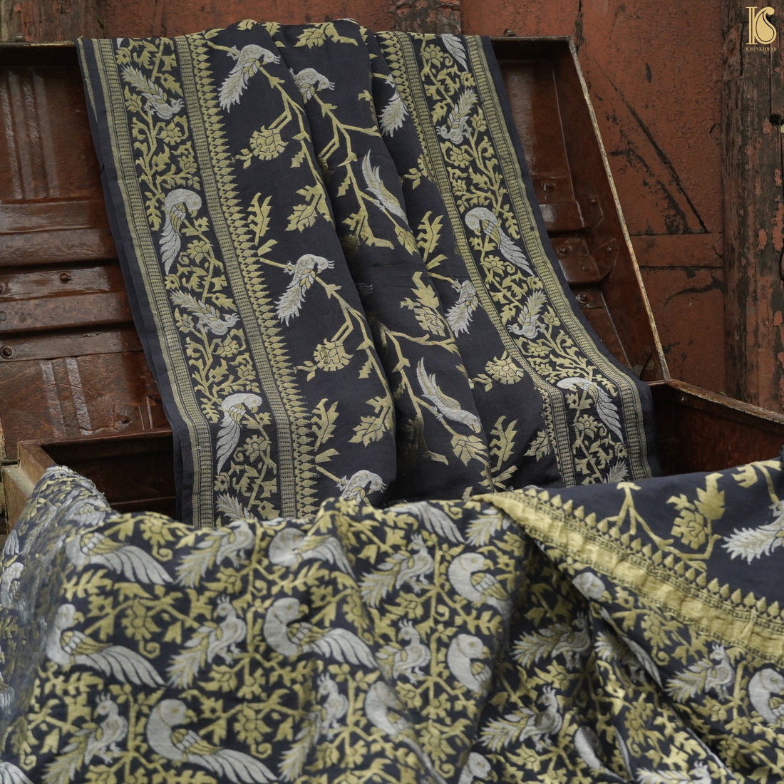 Pure Georgette Handloom Banarasi Birds of Paradise Saree - Colors - Khinkhwab