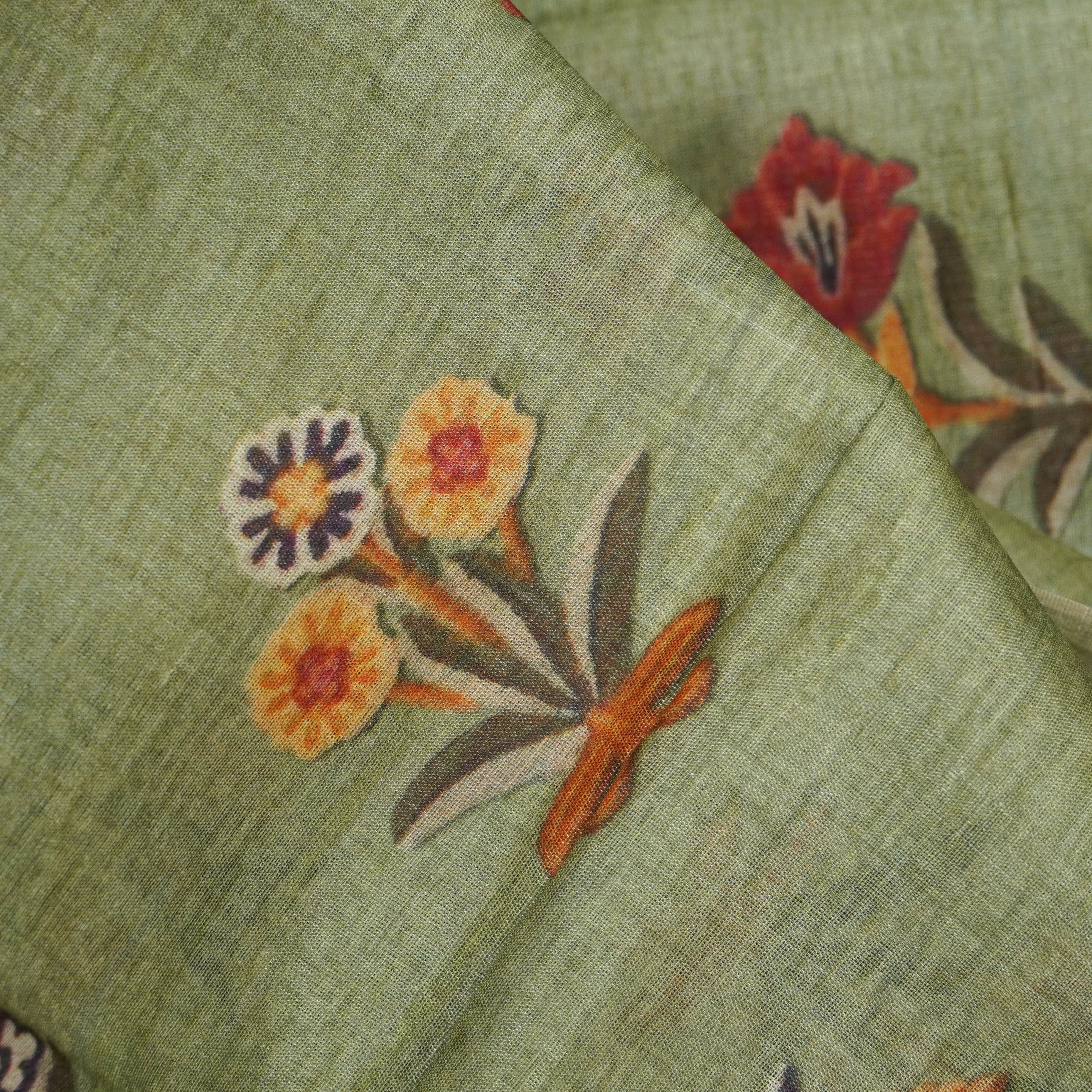 Pure Tussar Georgette Silk Print Fabric - Khinkhwab