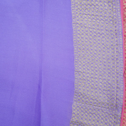 Pink &amp; Purple Pure Georgette Handloom Banarasi Jaal Marigold Saree - Khinkhwab