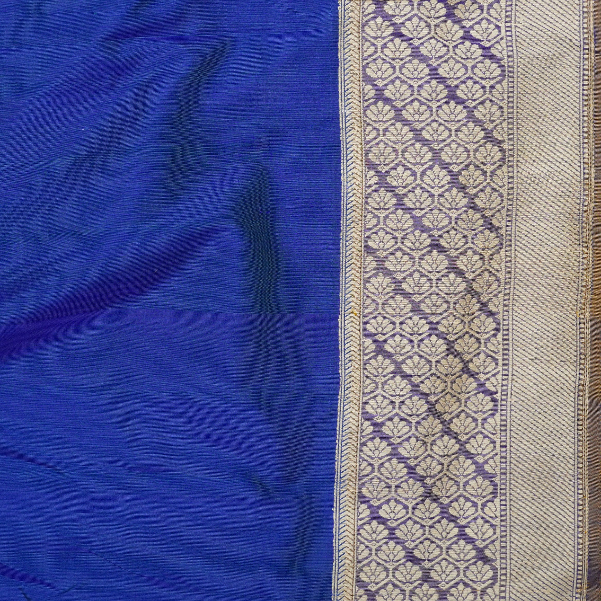 Blue Handwoven Pure Katan Silk Chauki Rangkat Banarasi Saree - Khinkhwab
