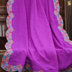 Purple Pure Georgette Handloom Banarasi Scalloped Dupatta - Khinkhwab
