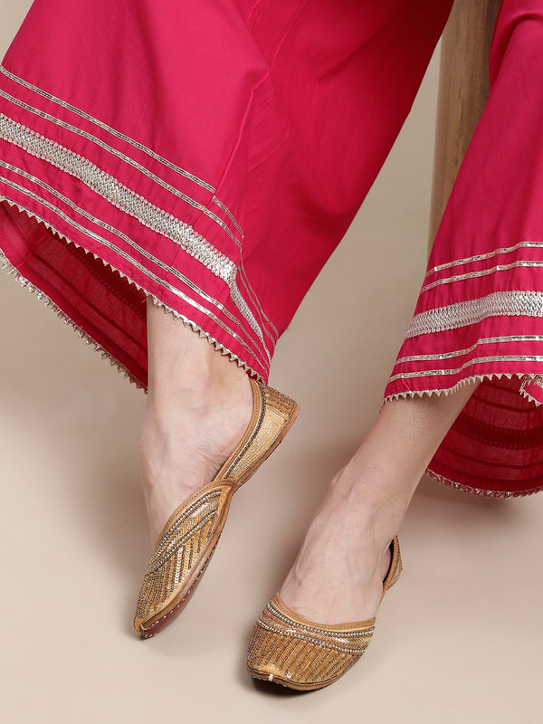 Handcrafted Gold Punjabi Jutti with Sequence Work - Khinkhwab