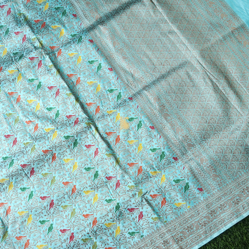 Handloom Pure Katan Silk Banarasi Meenakari Chidiya Dupatta - Colors - Khinkhwab