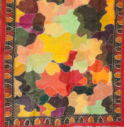 Organza Multicolor Printed Dupatta with Embroidery - Khinkhwab