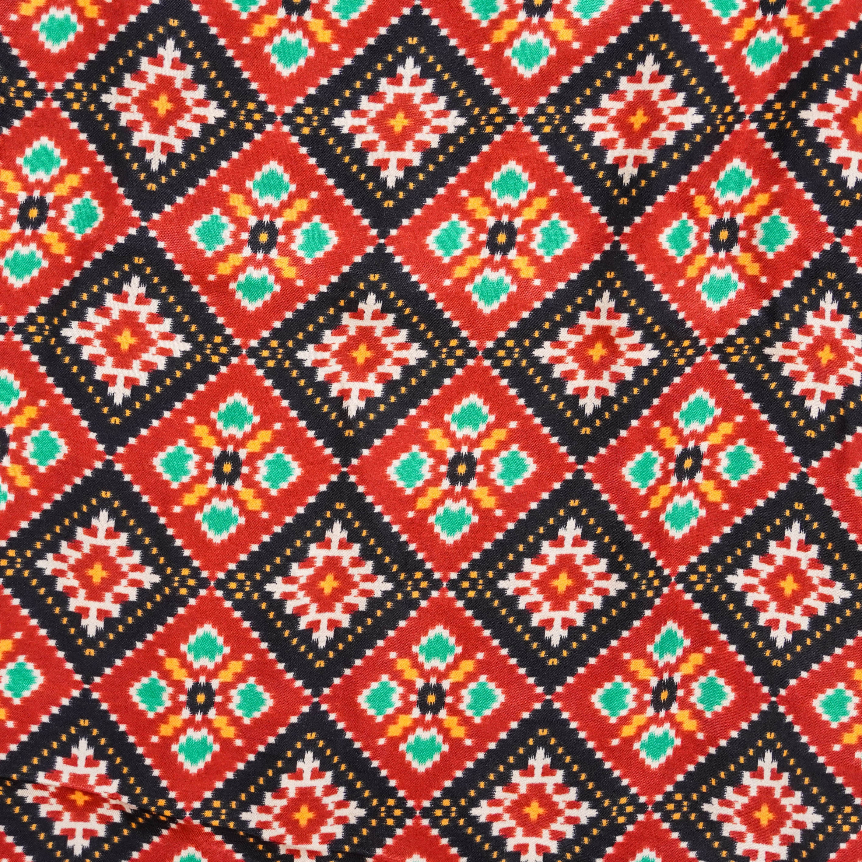 Red Pure Gajji Silk Print Fabric - Khinkhwab