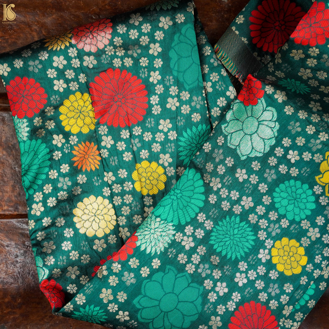 Green Banarasi Semi Silk Fabric - Khinkhwab