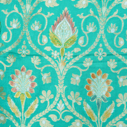 Green Pure Georgette Handloom Banarasi Fabric - Khinkhwab