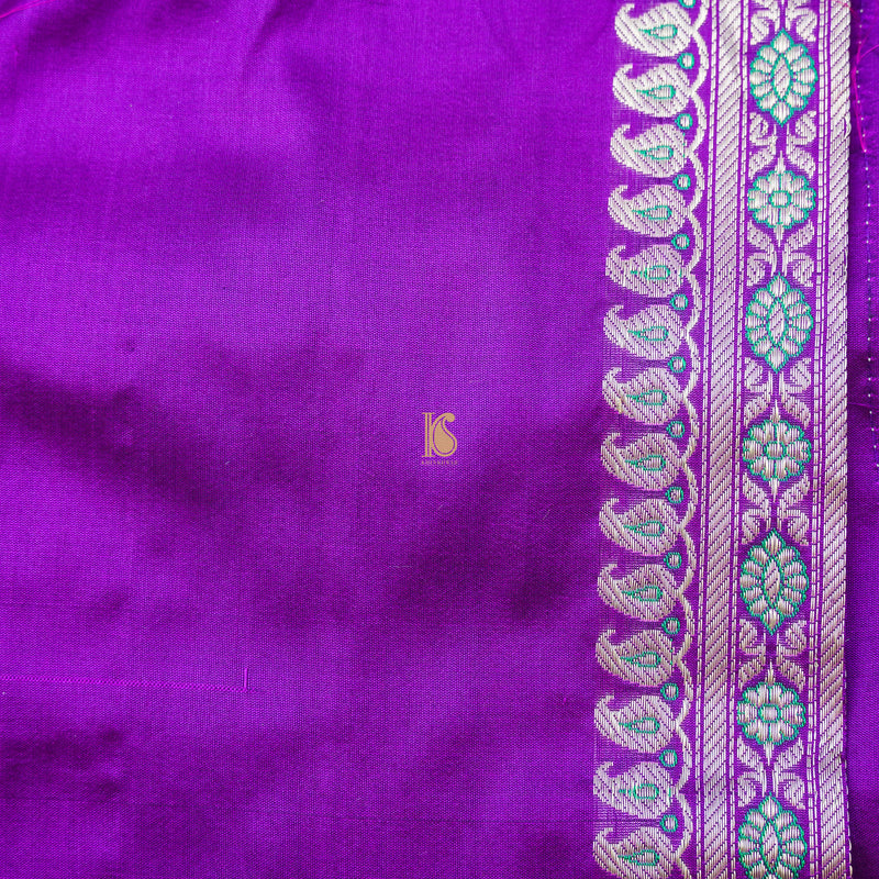 Dark Magenta Pure Katan Silk Baluchari Banarasi Saree - Khinkhwab