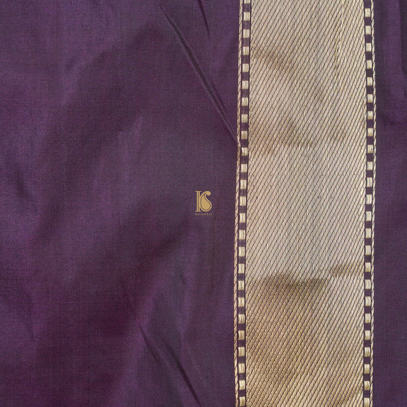 Handloom Banarasi Katan Silk Purple Shikargah Saree - Khinkhwab