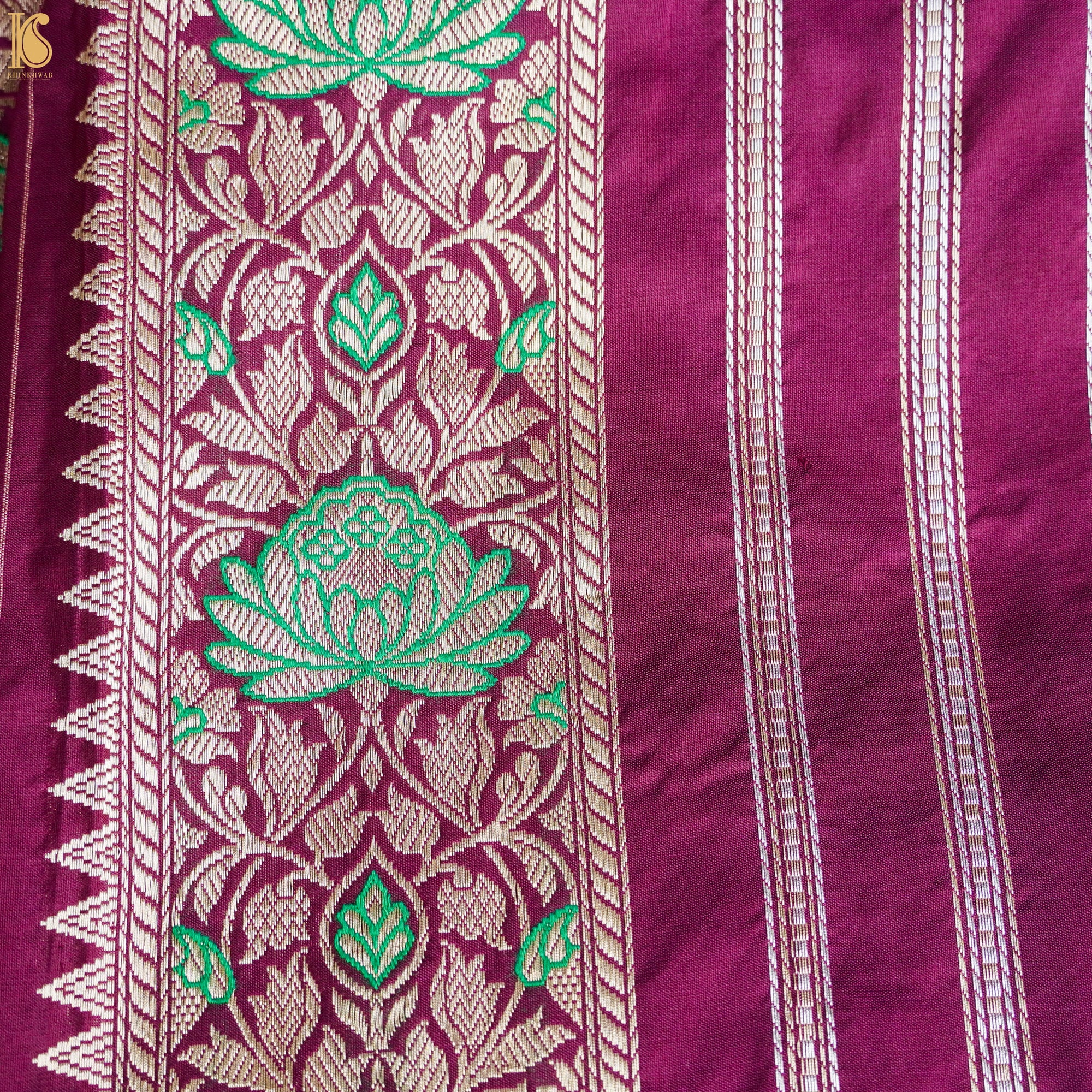 Flirt Purple Pure Katan Silk Handwoven Banarasi Kadwa Tilfi Jangla Sar ...