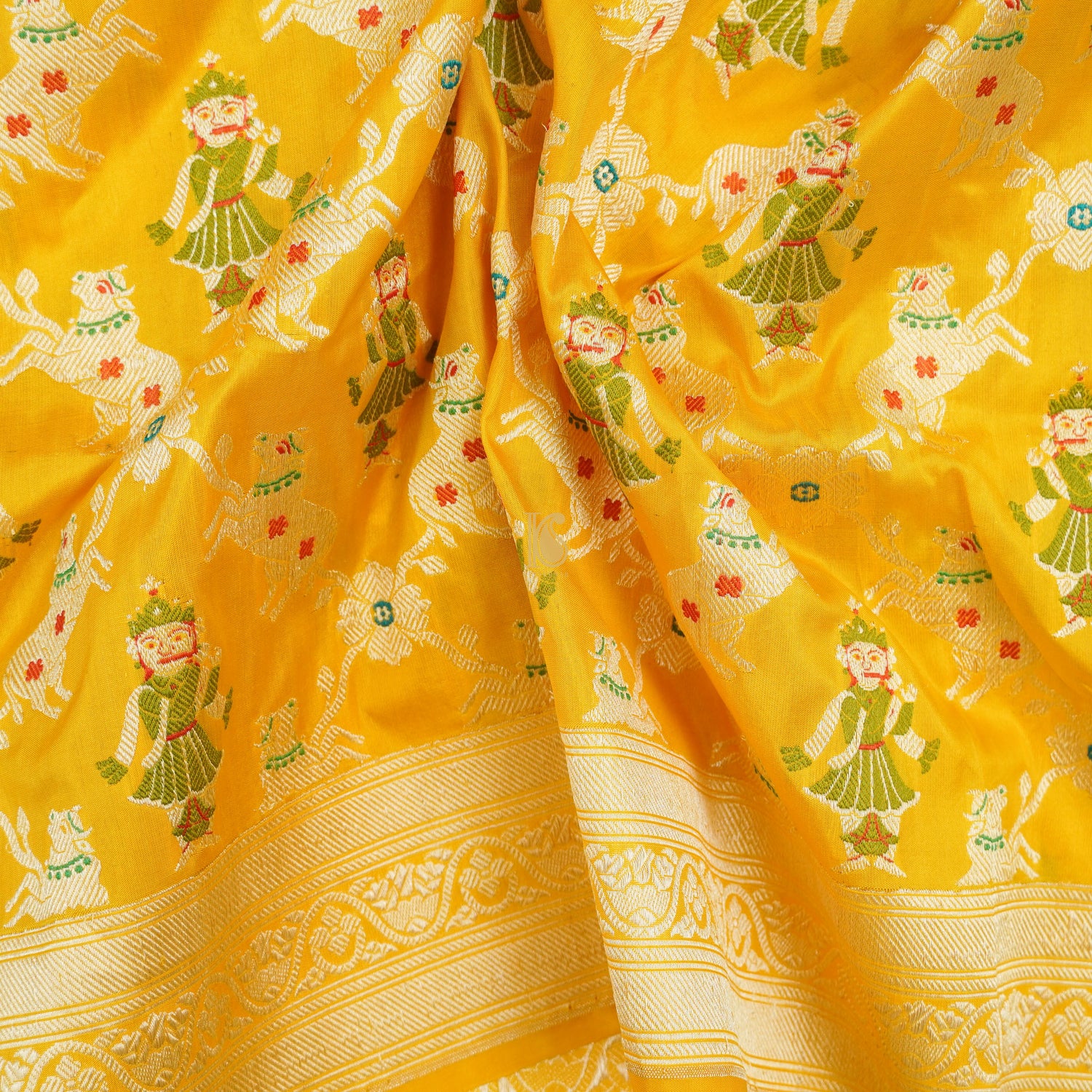 Yellow Handloom Banarasi Katan Silk Nandi Jaal Saree - Preorder - Khinkhwab