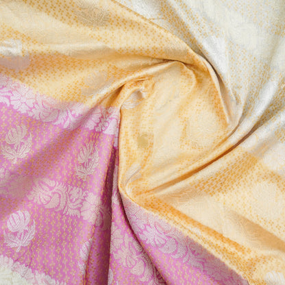 Handwoven Pure Katan Silk Banarasi Kadwa Pastel Rangkat Saree - Khinkhwab
