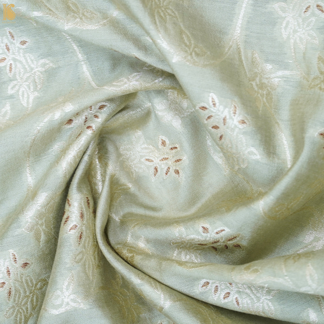 Tasman Grey Pure Cotton Silk Banarasi Fabric - Khinkhwab