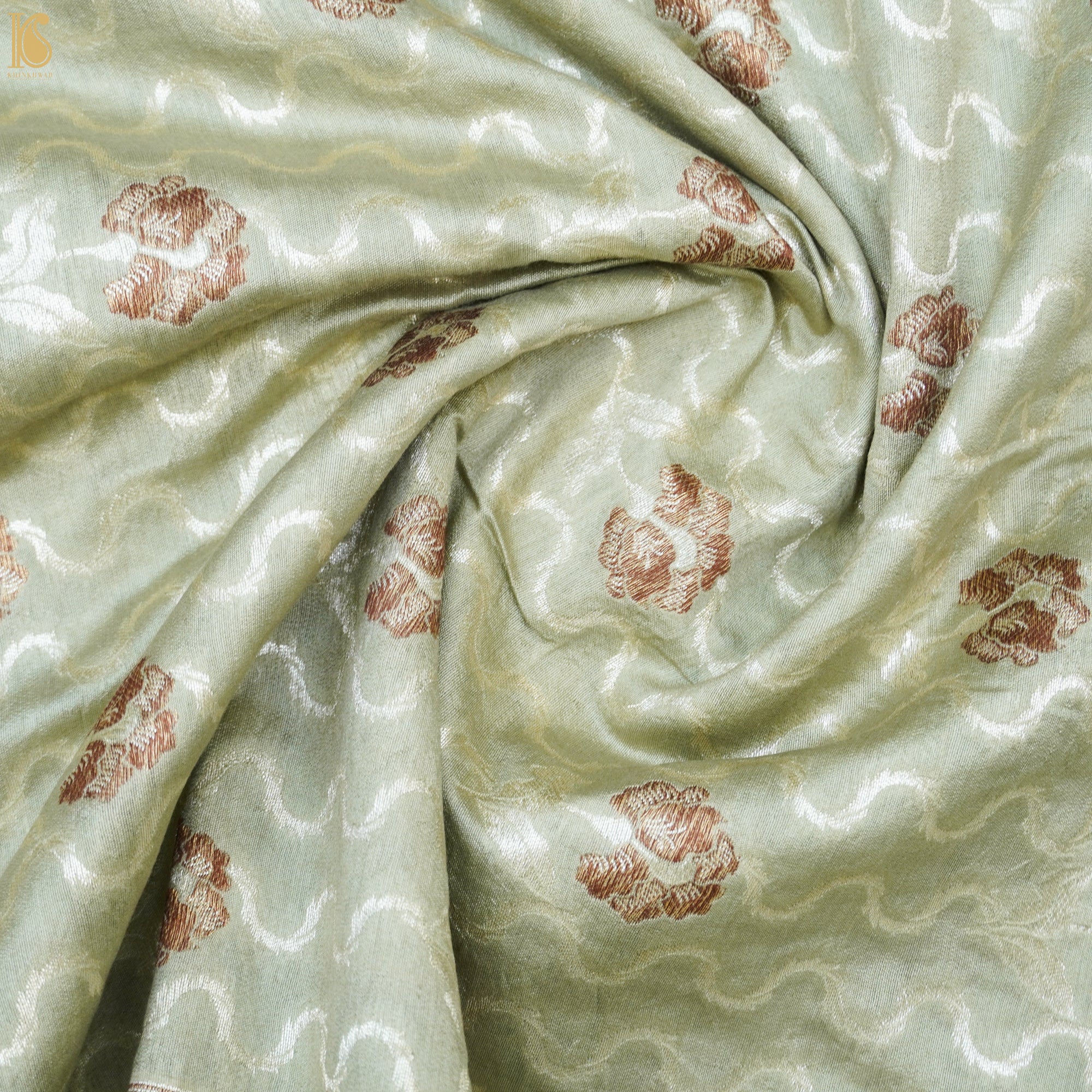 Tasman Grey Pure Cotton Silk Banarasi Fabric - Khinkhwab