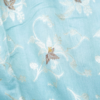 Blue Pure Cotton Silk Banarasi Fabric - Khinkhwab