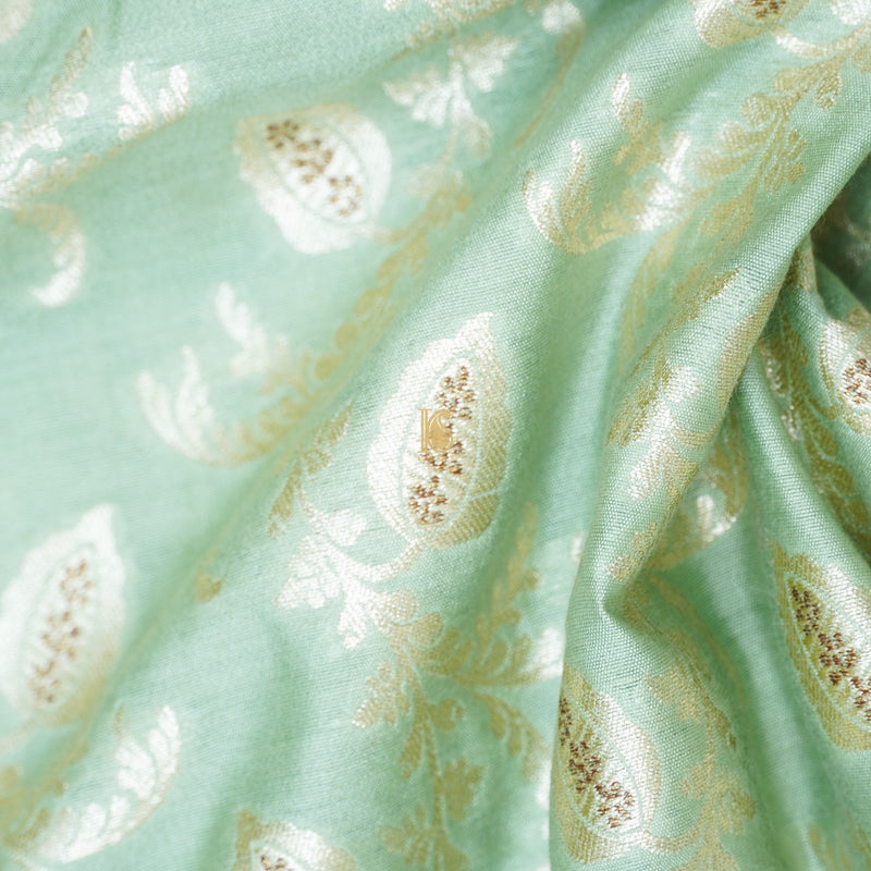 Edgewater Green Pure Cotton Silk Banarasi Fabric - Khinkhwab