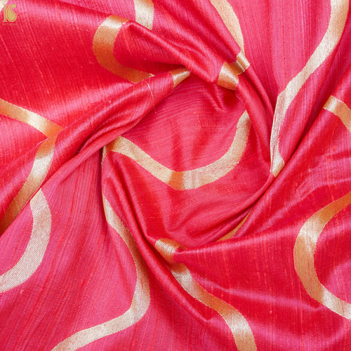 Pink Pure Raw Silk Banarasi Fabric - Khinkhwab