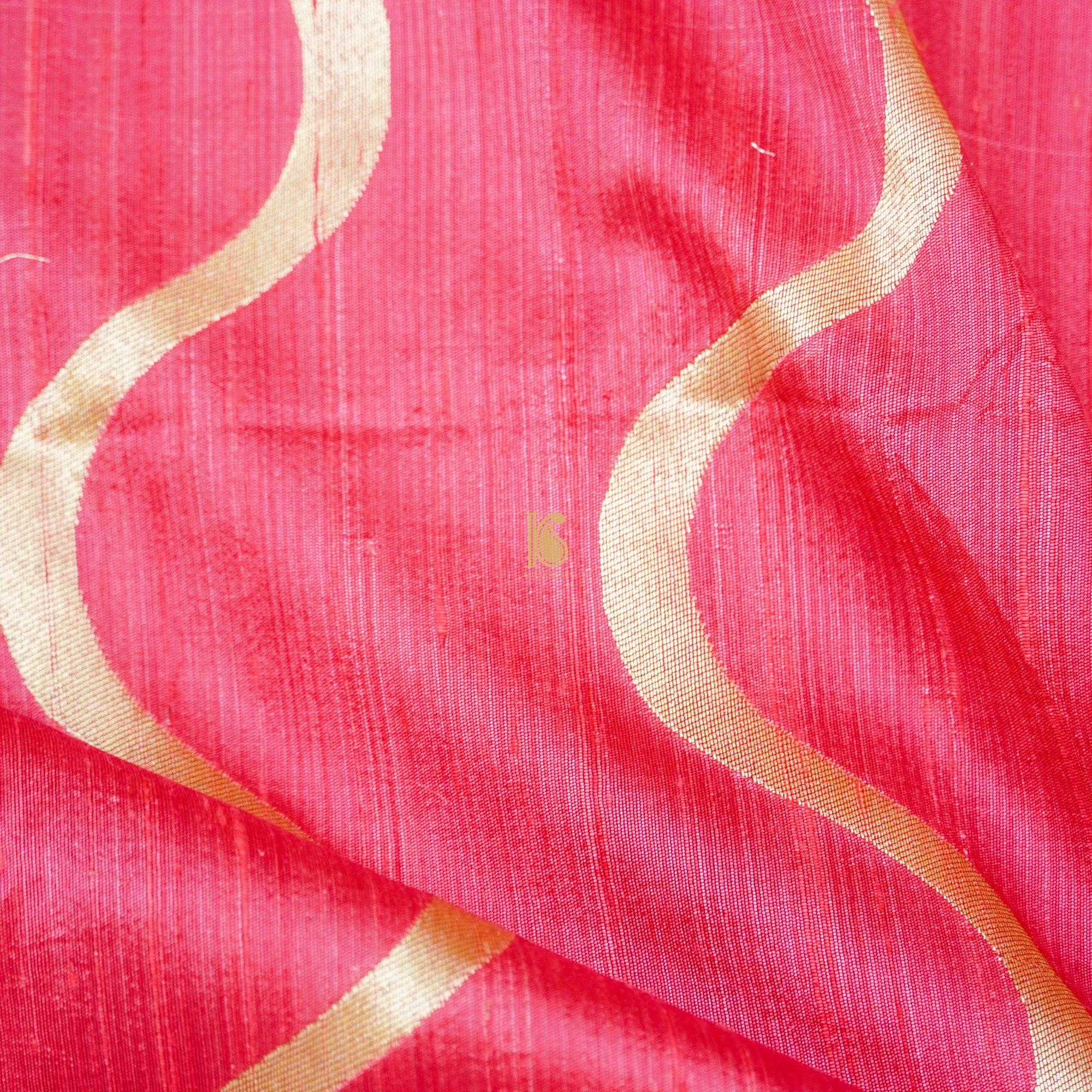 Pink Pure Raw Silk Banarasi Fabric - Khinkhwab