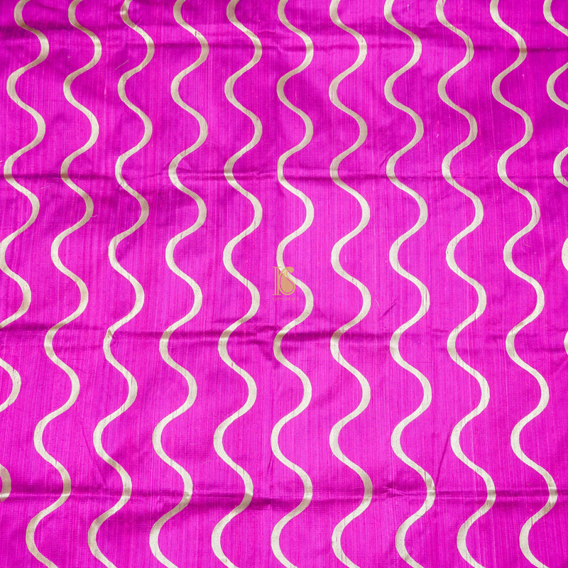 Razzle Dazzle Rose Pure Raw Silk Banarasi Fabric - Khinkhwab