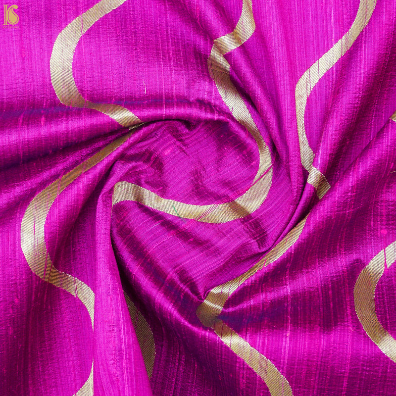 Razzle Dazzle Rose Pure Raw Silk Banarasi Fabric - Khinkhwab