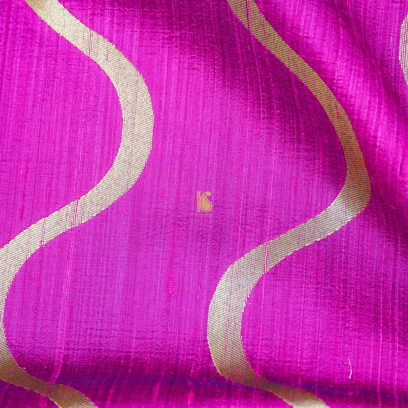 Razzle Dazzle Rose Pure Raw Silk Banarasi Fabric - Khinkhwab