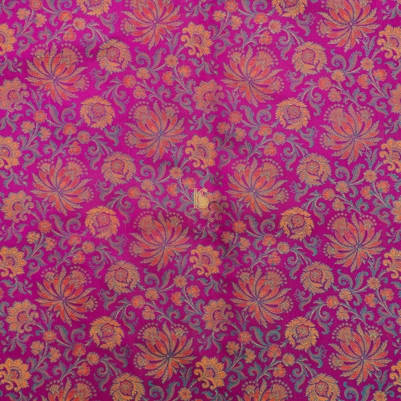 Pink Pure Banarasi Silk Handwoven Tanchui Kurta Fabric - Khinkhwab