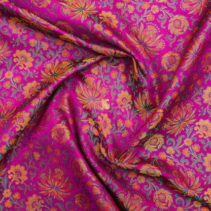 Pink Pure Banarasi Silk Handwoven Tanchui Kurta Fabric - Khinkhwab