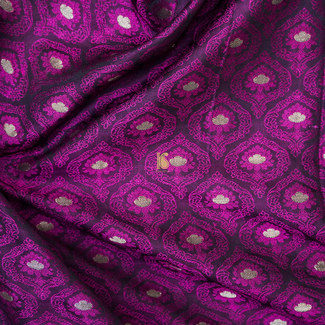 Purple Pure Banarasi Silk Handwoven Tanchui Kurta Fabric - Khinkhwab