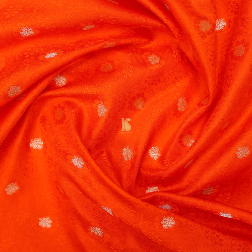 Orange Pure Banarasi Silk Handwoven Tanchui Kurta Fabric - Khinkhwab