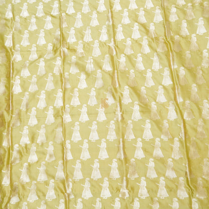 Husk Handwoven Pure Katan Silk Banarasi Figure Fabric - Khinkhwab