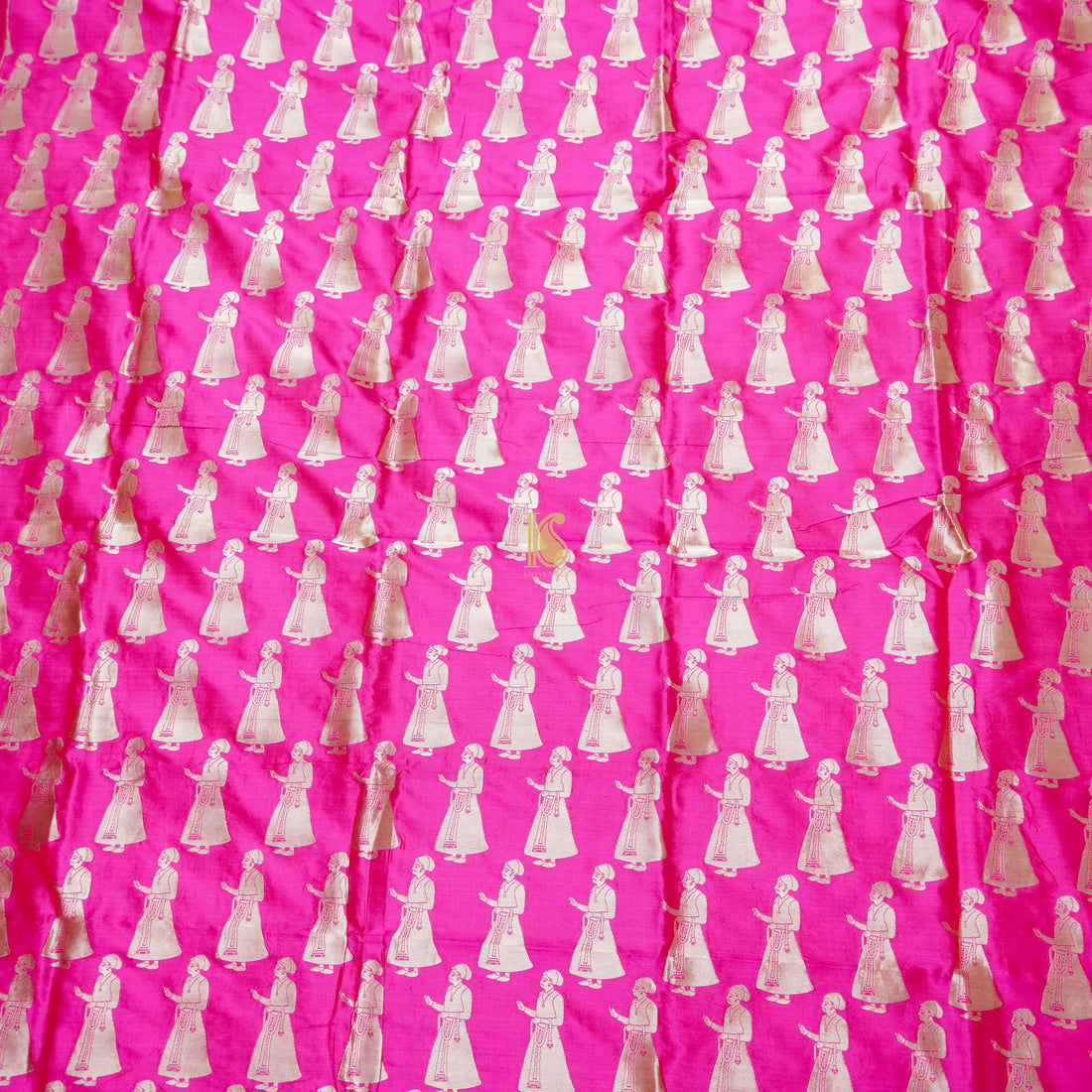 Persian Rose Handwoven Pure Katan Silk Banarasi Figure Fabric - Khinkhwab