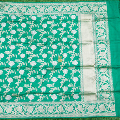 Emerald Green Pure Katan Silk Handloom Kadwa Banarasi Dupatta - Khinkhwab