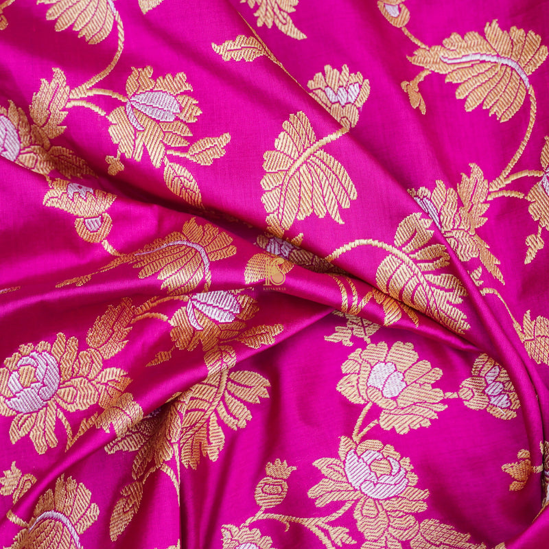 Magenta Pure Katan Silk Handloom Kadwa Jaal Banarasi Dupatta - Khinkhwab