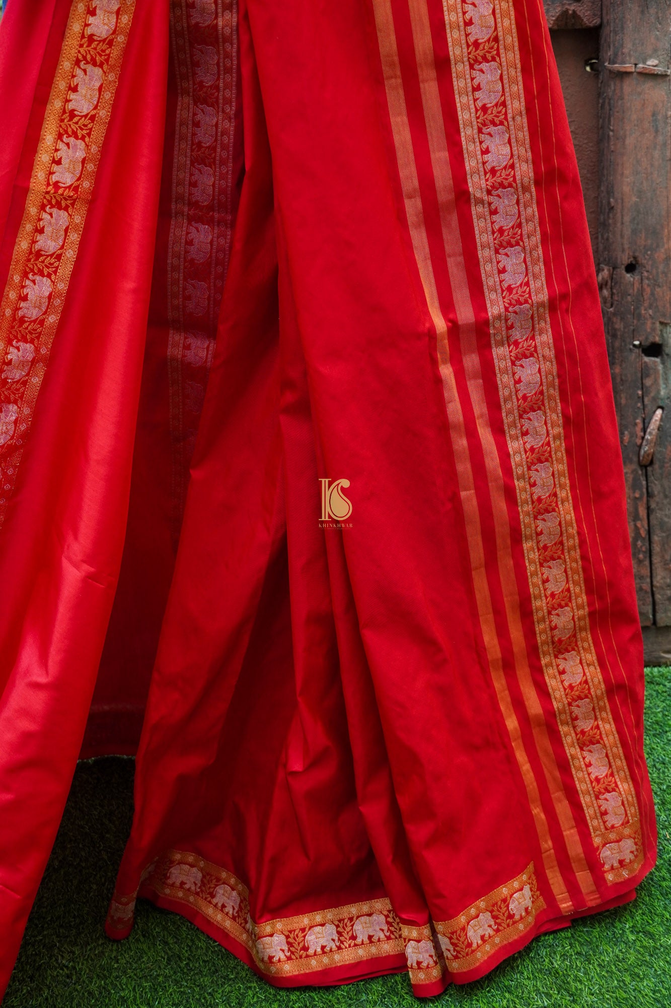 Amaranth Red Pure Katan Silk Handwoven Banarasi Men&